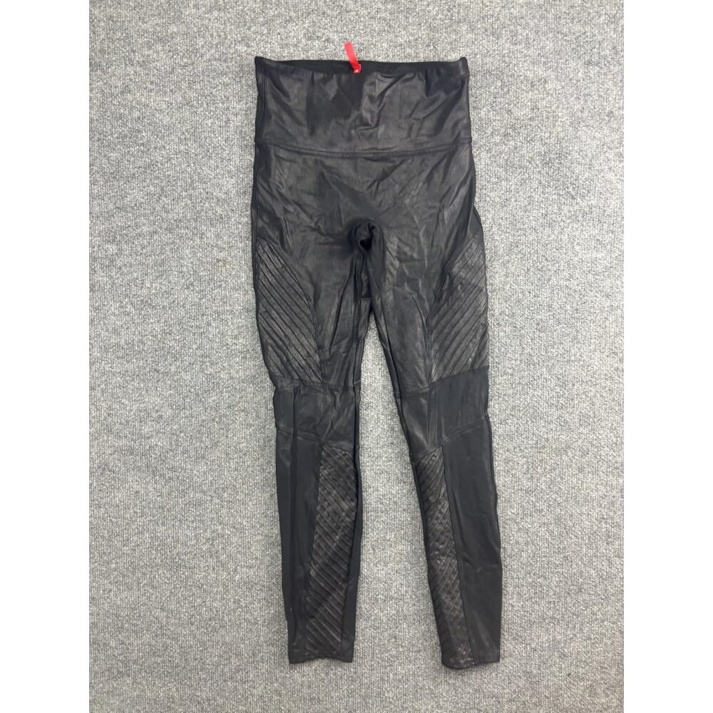 Spanx Leggings Womens Medium Black‎ Faux Leather High Rise Moto Ankle Pants